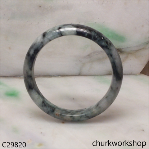 Moss green mix black splotches jade bangle