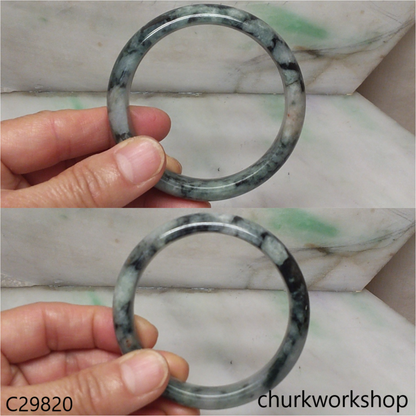 Moss green mix black splotches jade bangle