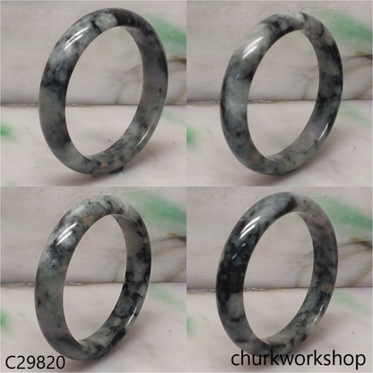 Moss green mix black splotches jade bangle