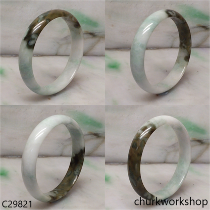 Light green with dark brown splotches jade bangle