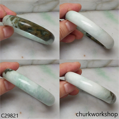 Light green with dark brown splotches jade bangle