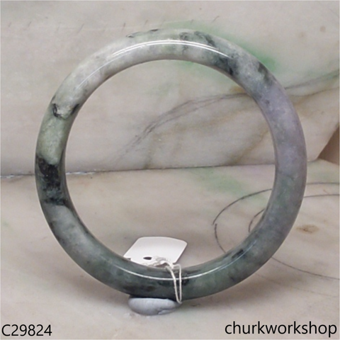Grayish lavender mix dark green jade bangle