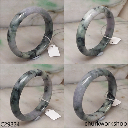 Grayish lavender mix dark green jade bangle
