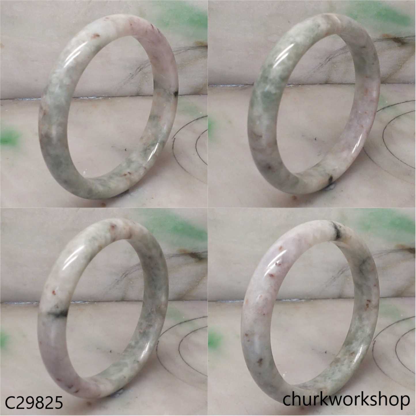 Light green mix bluish green & pale lavender jade bangle