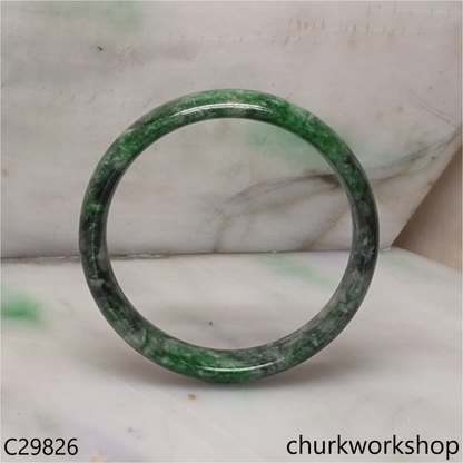 Green mix black splotches jade bangle