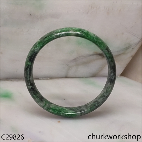 Green mix black splotches jade bangle