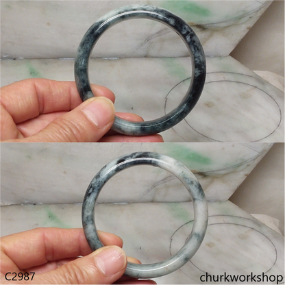 Moss green mix black splotches jade bangle