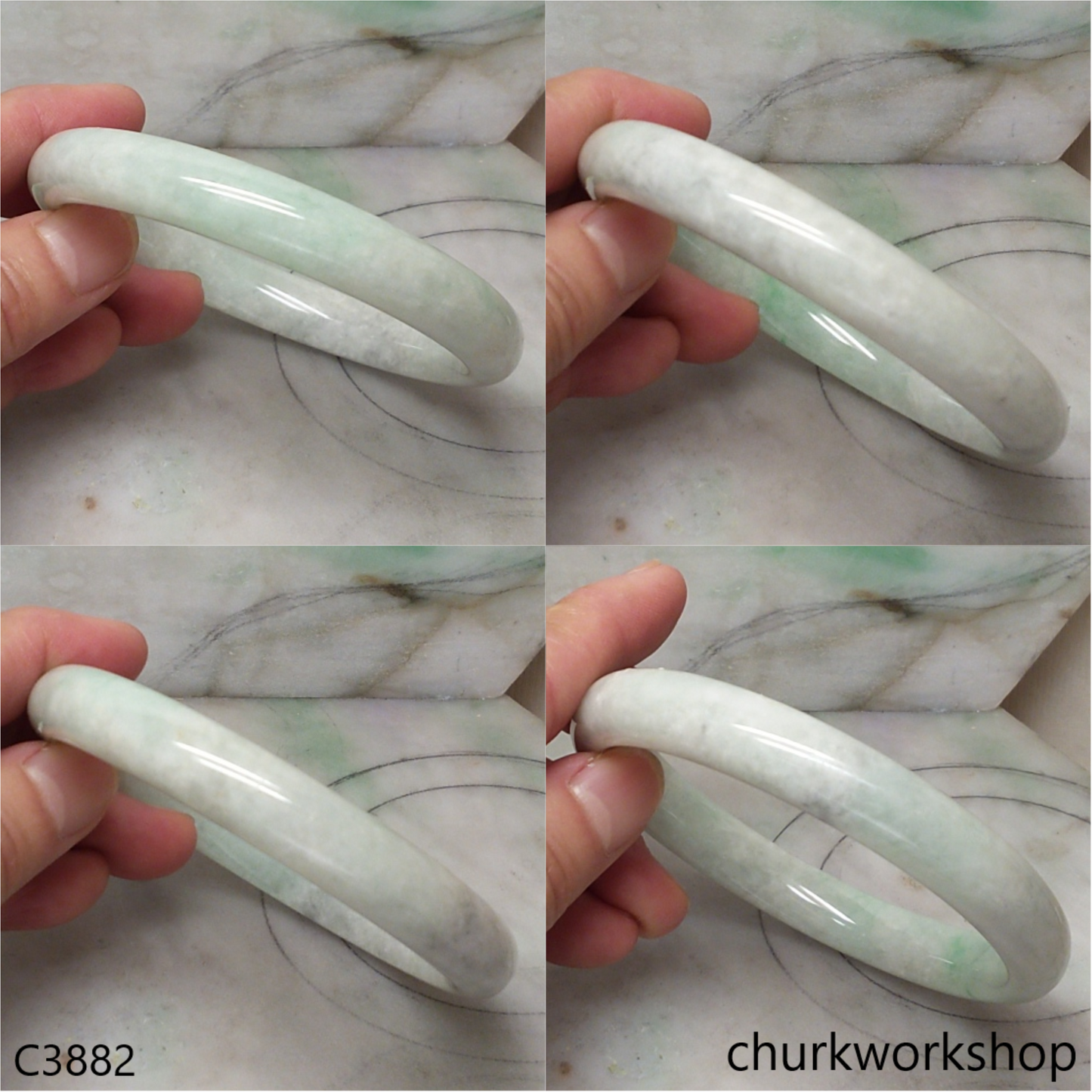 Extra large light green jade bangle