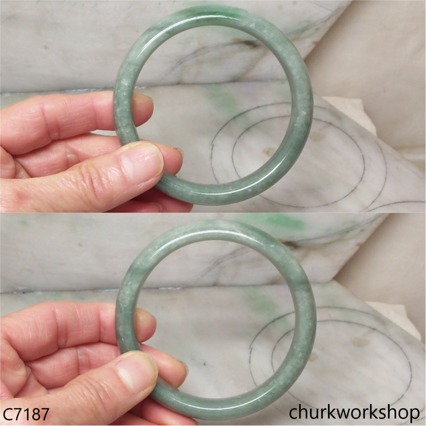 Large bluish green jade bangle