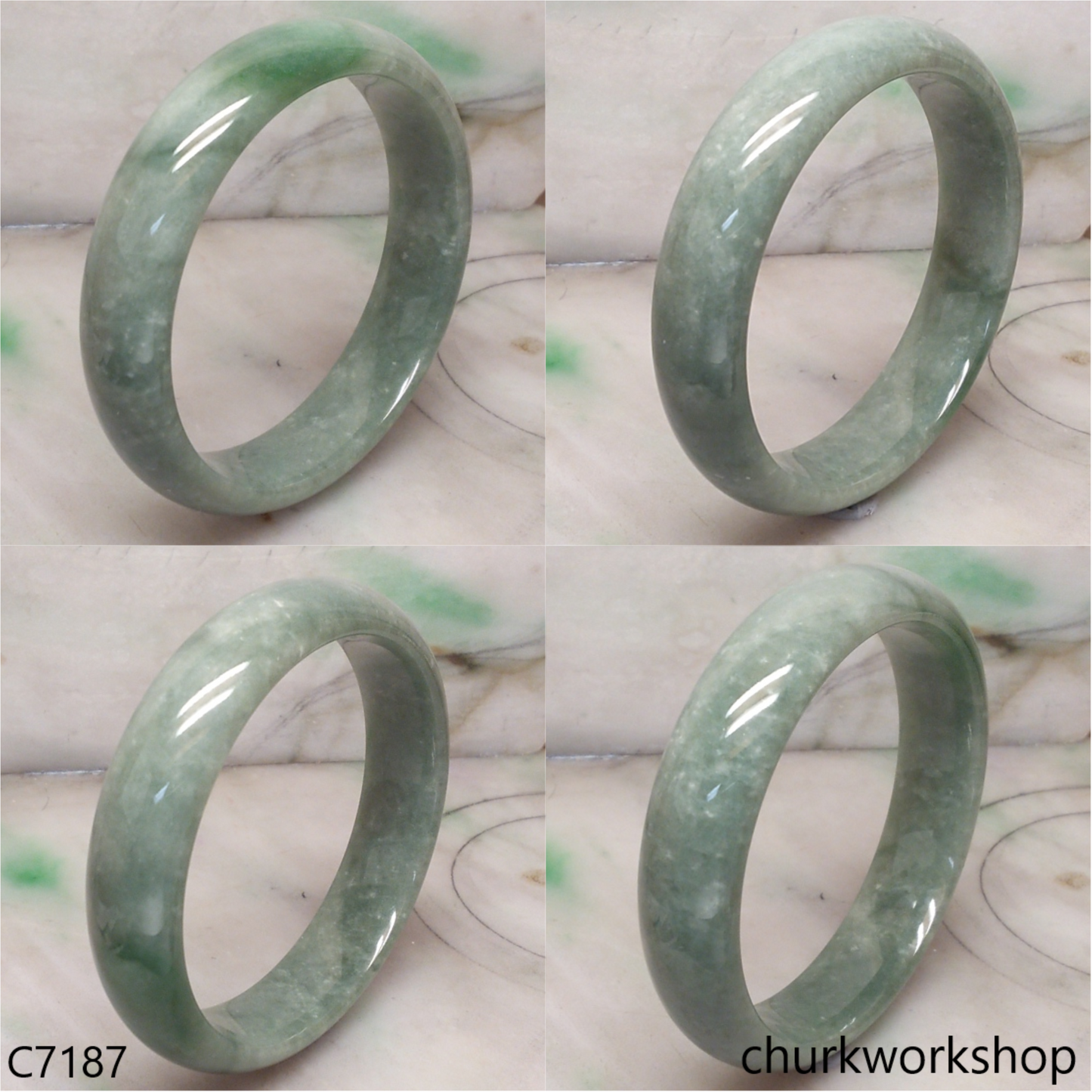 Large bluish green jade bangle