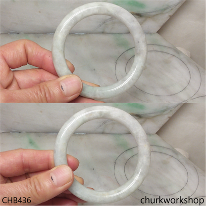 Pale green mix grayish lavender jade bangle