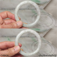 Pale green mix grayish lavender jade bangle