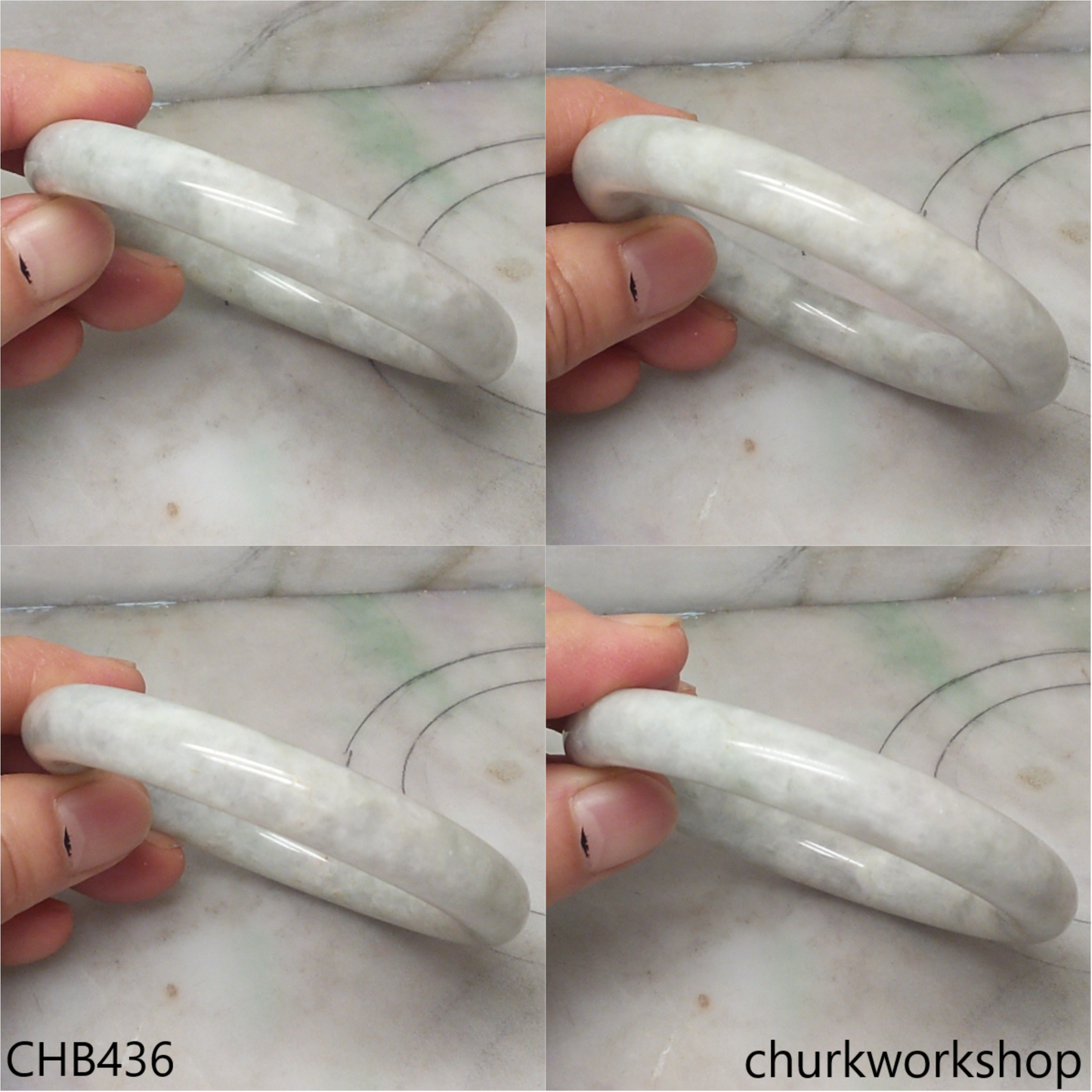 Pale green mix grayish lavender jade bangle