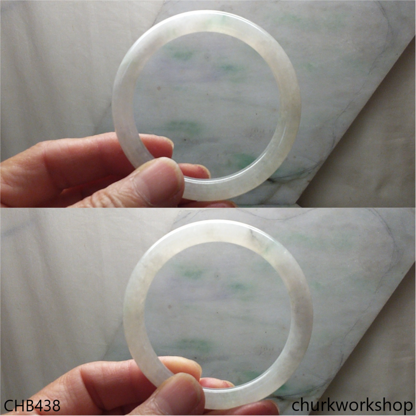 Pale green jade bangle