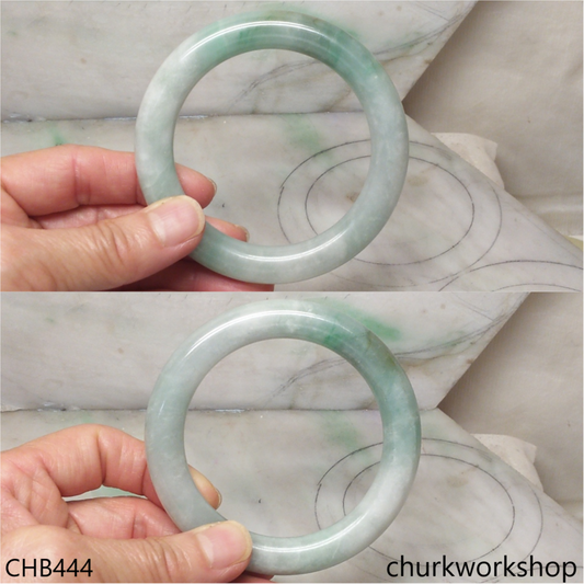 Large light green with splotches green jade bangle