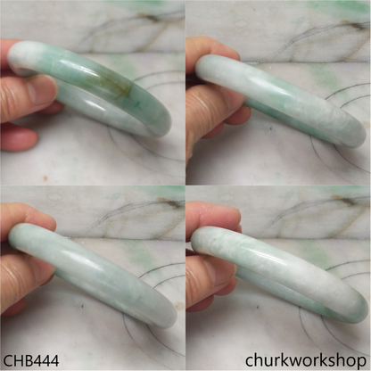 Large light green with splotches green jade bangle