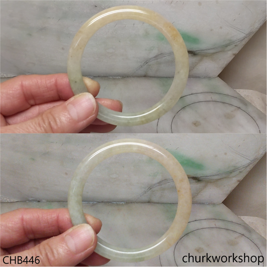 Pale green mix yellowish jade bangle