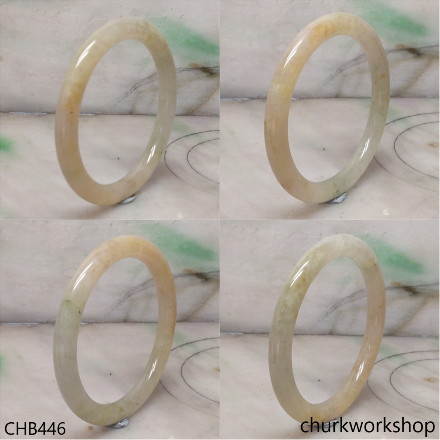 Pale green mix yellowish jade bangle