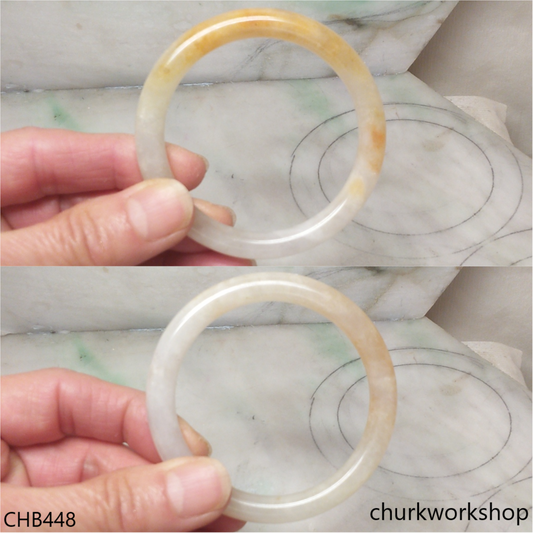 Yellowish mix pale lavender jade bangle