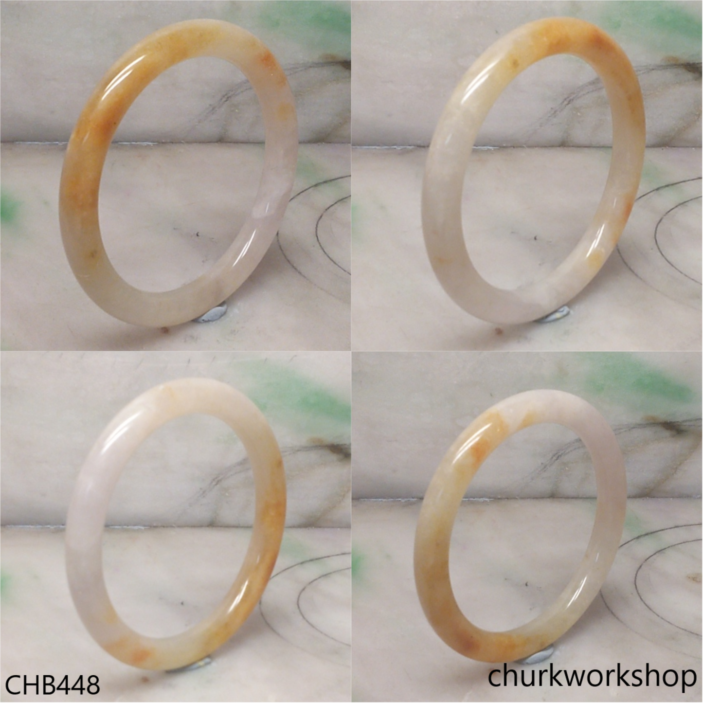 Yellowish mix pale lavender jade bangle