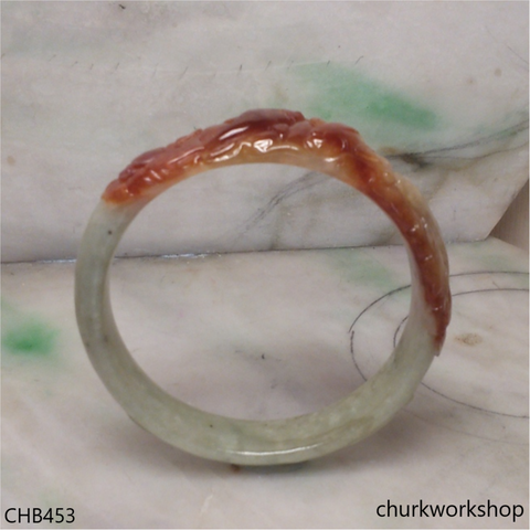 Carved Koi fishes red jade bangle