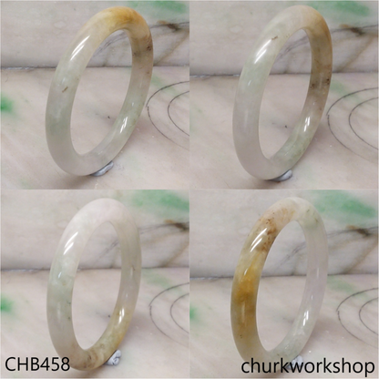 Pale green with brownish jade bangle