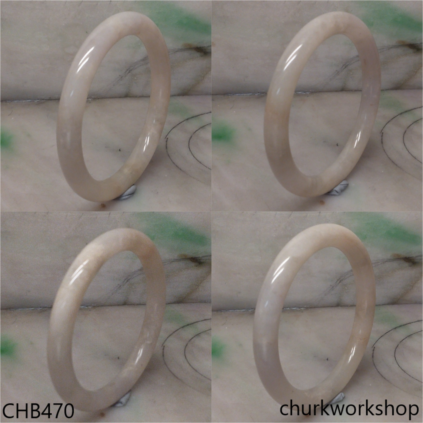 Pale yellowish lavender jade bangle