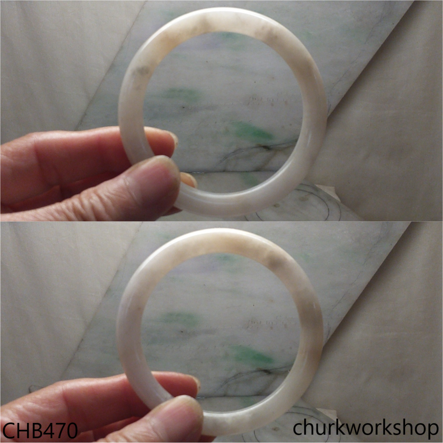 Pale yellowish lavender jade bangle