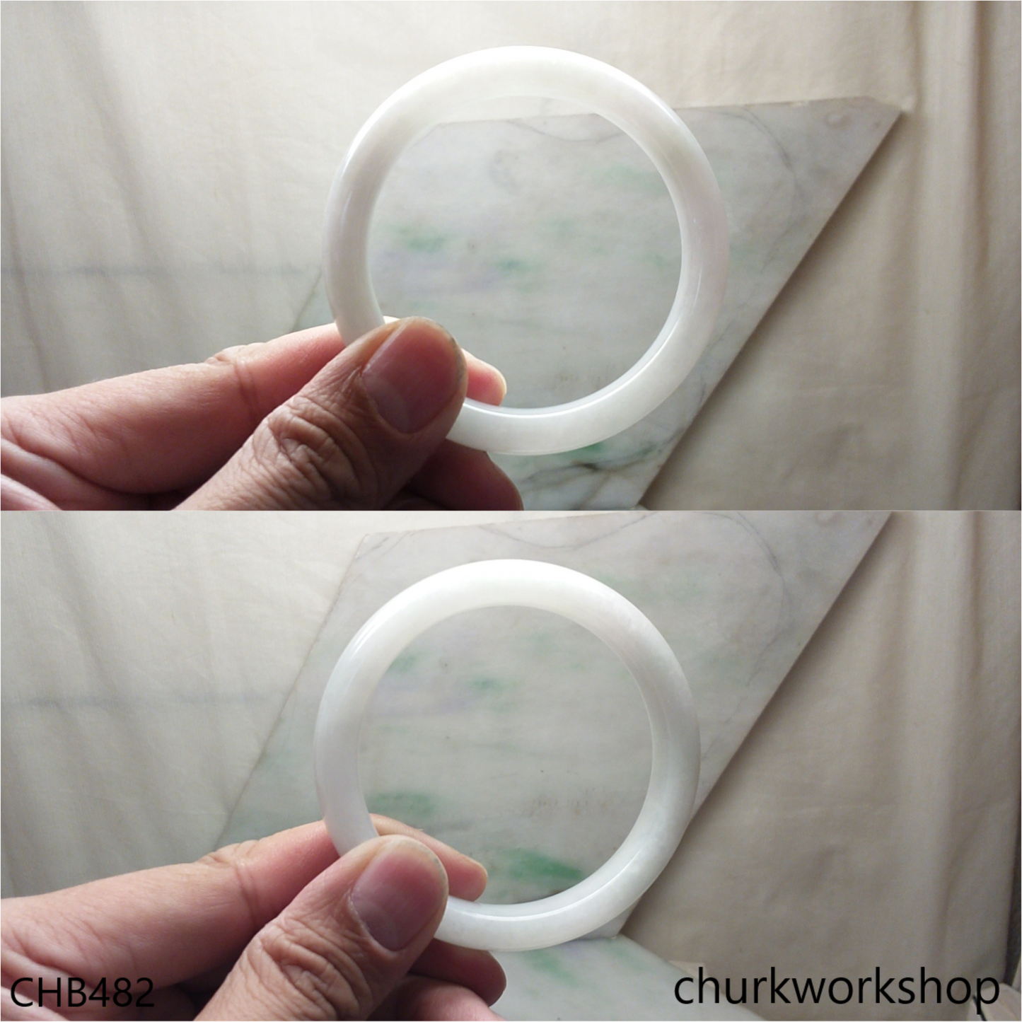 Pale lavender with pale green bangle