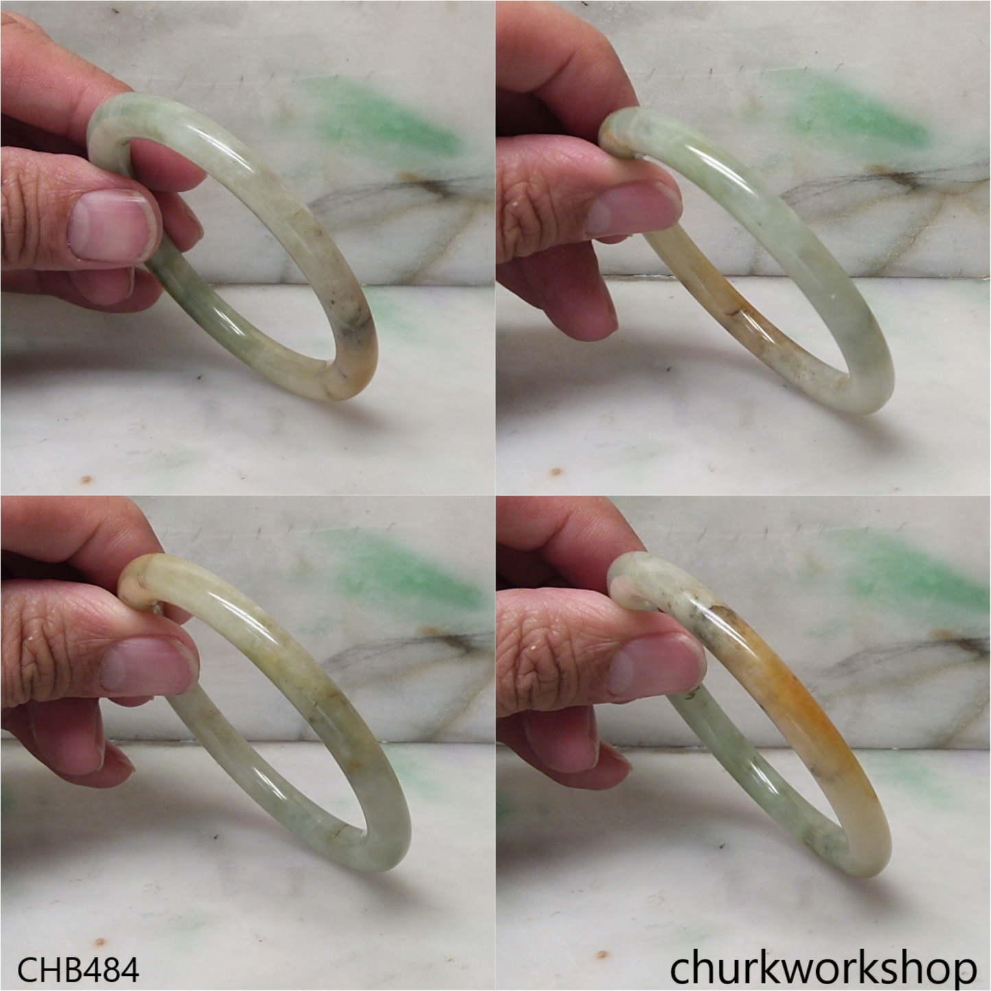 Green with splotches light brown bangle