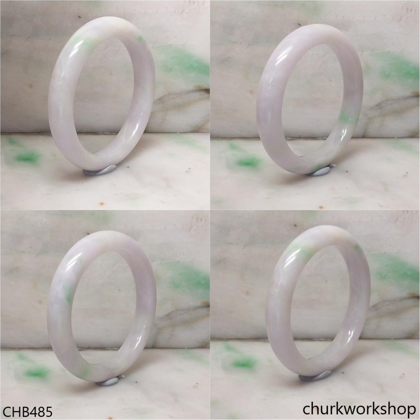 Lavender with green splotches jade bangle
