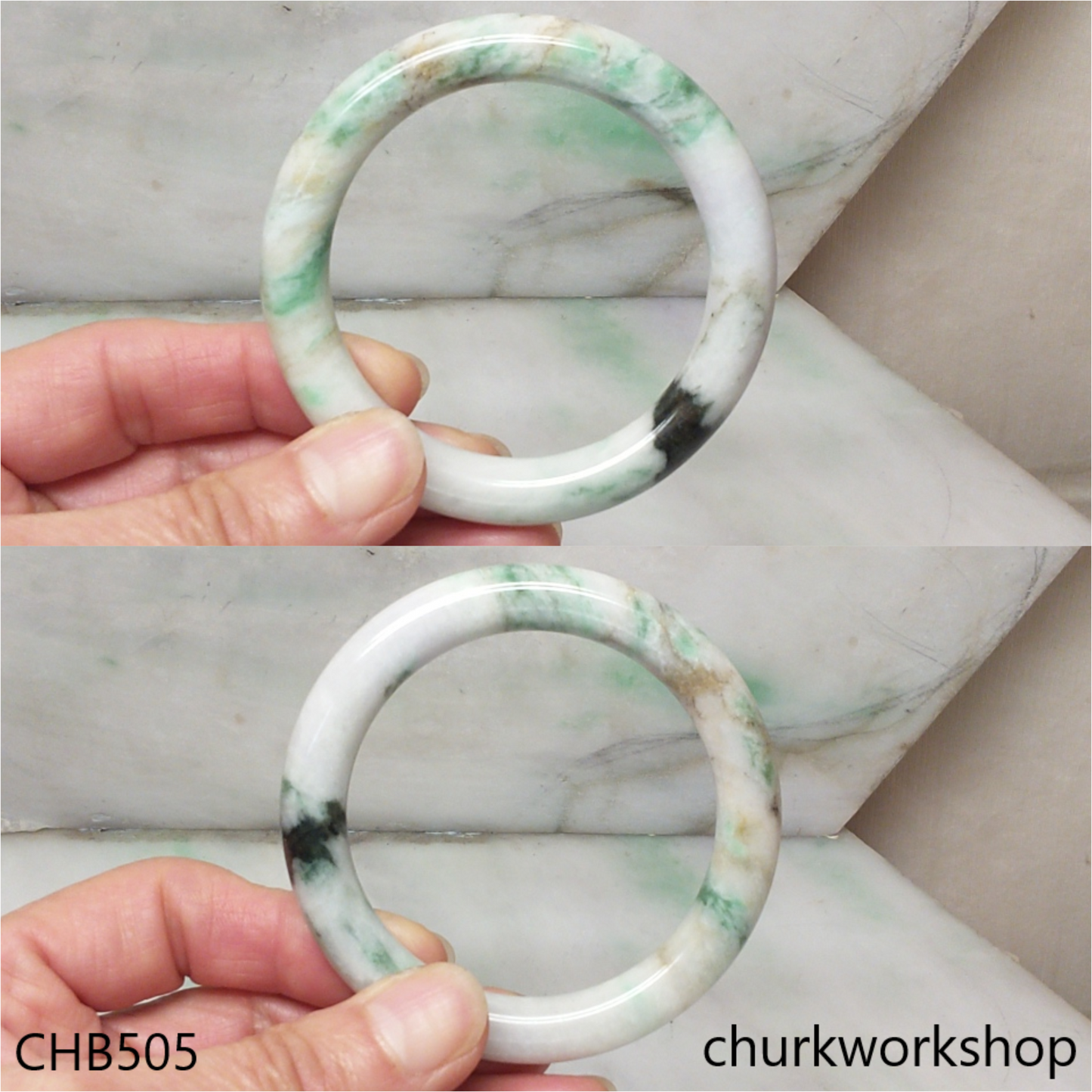 White base multicolor jade bangle