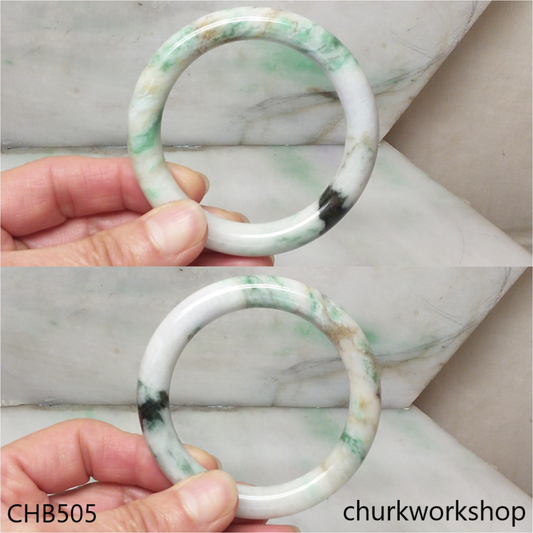 White base multicolor jade bangle