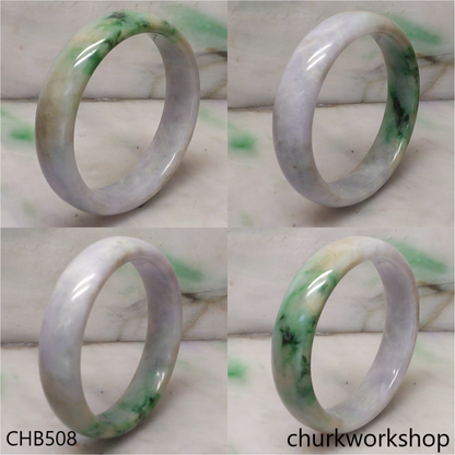 Large lavender mix green jade bangle
