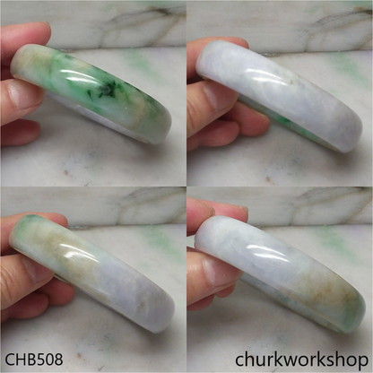 Large lavender mix green jade bangle