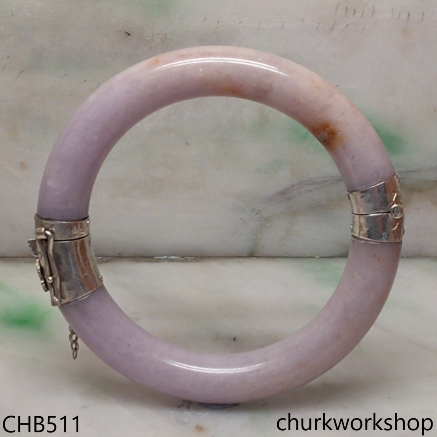 Pink lavender hinges jade bangle