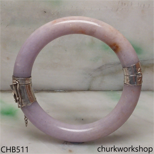 Pink lavender hinges jade bangle