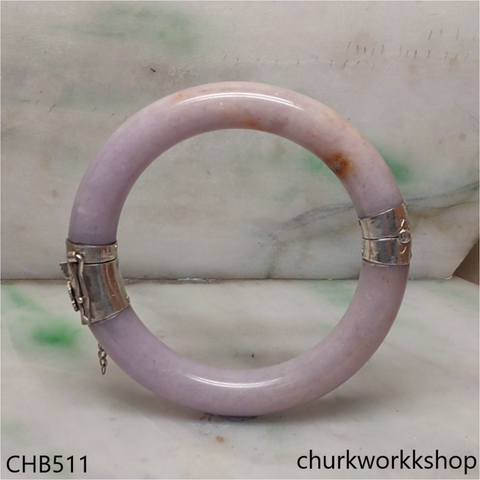 Pink lavender hinges jade bangle
