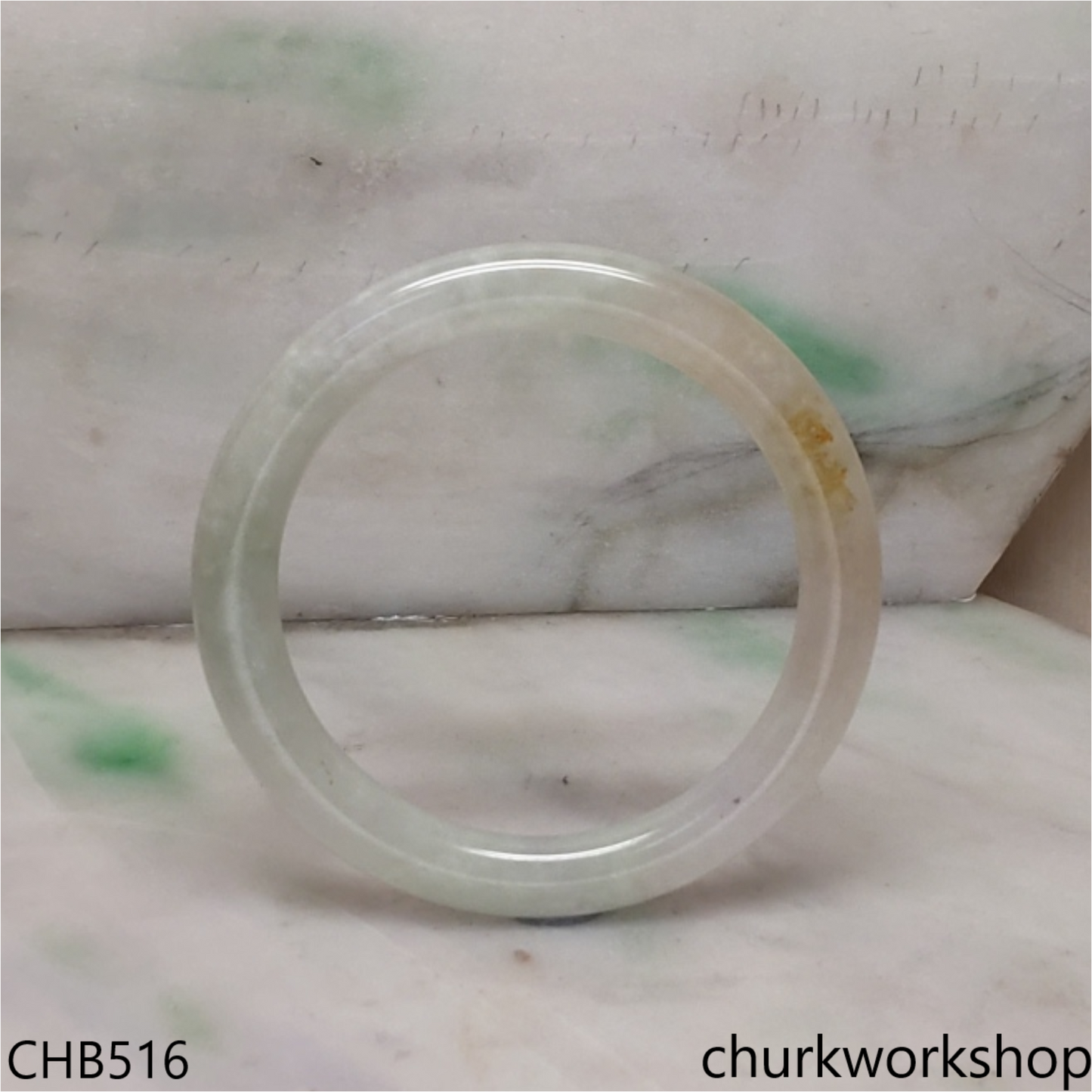 Pale green mix brownish jade bangle