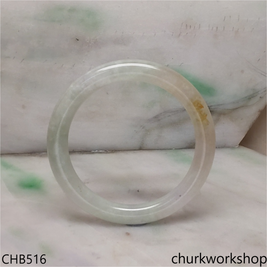 Pale green mix brownish jade bangle