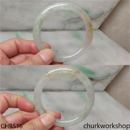 Pale green mix brownish jade bangle