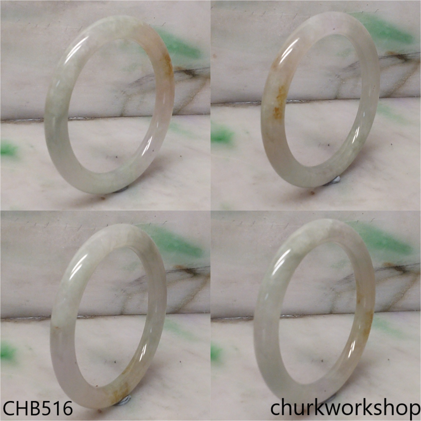 Pale green mix brownish jade bangle