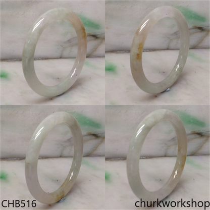 Pale green mix brownish jade bangle