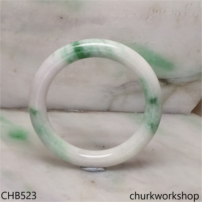 White base with splotches green & bluish green jade