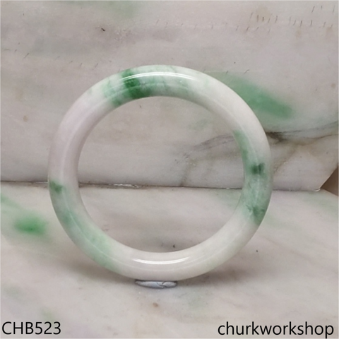White base with splotches green & bluish green jade