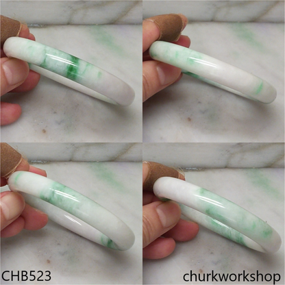 White base with splotches green & bluish green jade