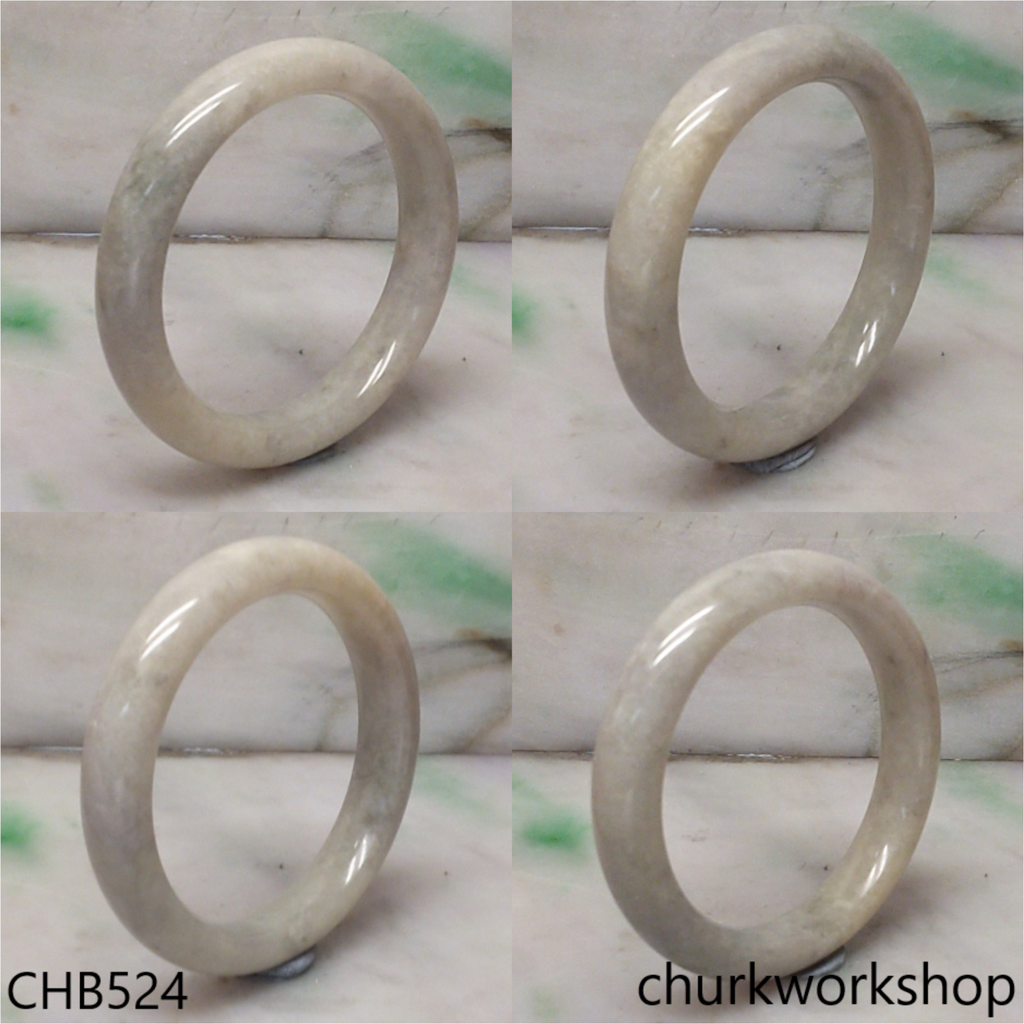 Grayish green jade bangle