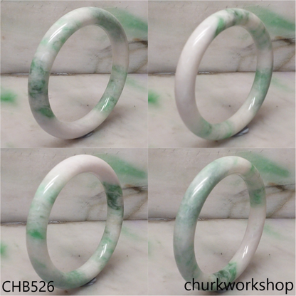 White base with splotches green & bluish green jade