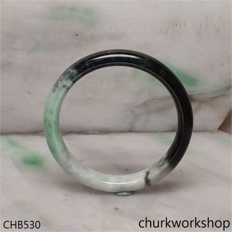 Large light mix dark green jade bangle
