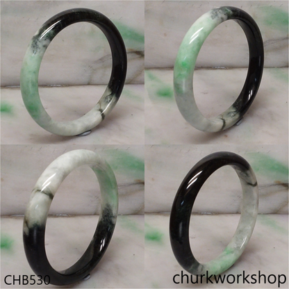 Large light mix dark green jade bangle